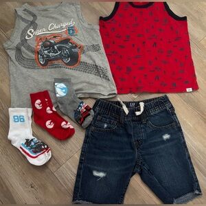 GAP Kids Graphic Tank and Denim Shorts Set